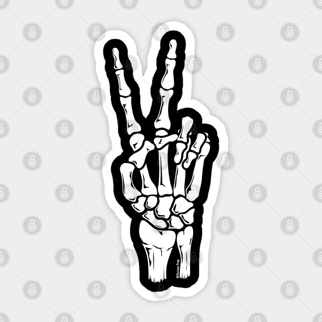 Skeleton Hand - Peace Sticker by Ferrous Frog